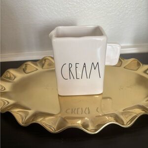 Rae Dunn White Ceramic 'CREAM' Pitcher with Black Lettering